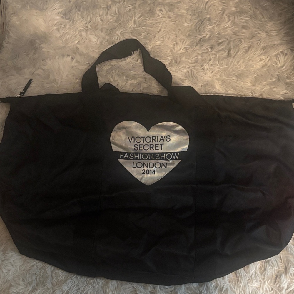 Victoria's Secret Black Travel Bag with Silver Heart